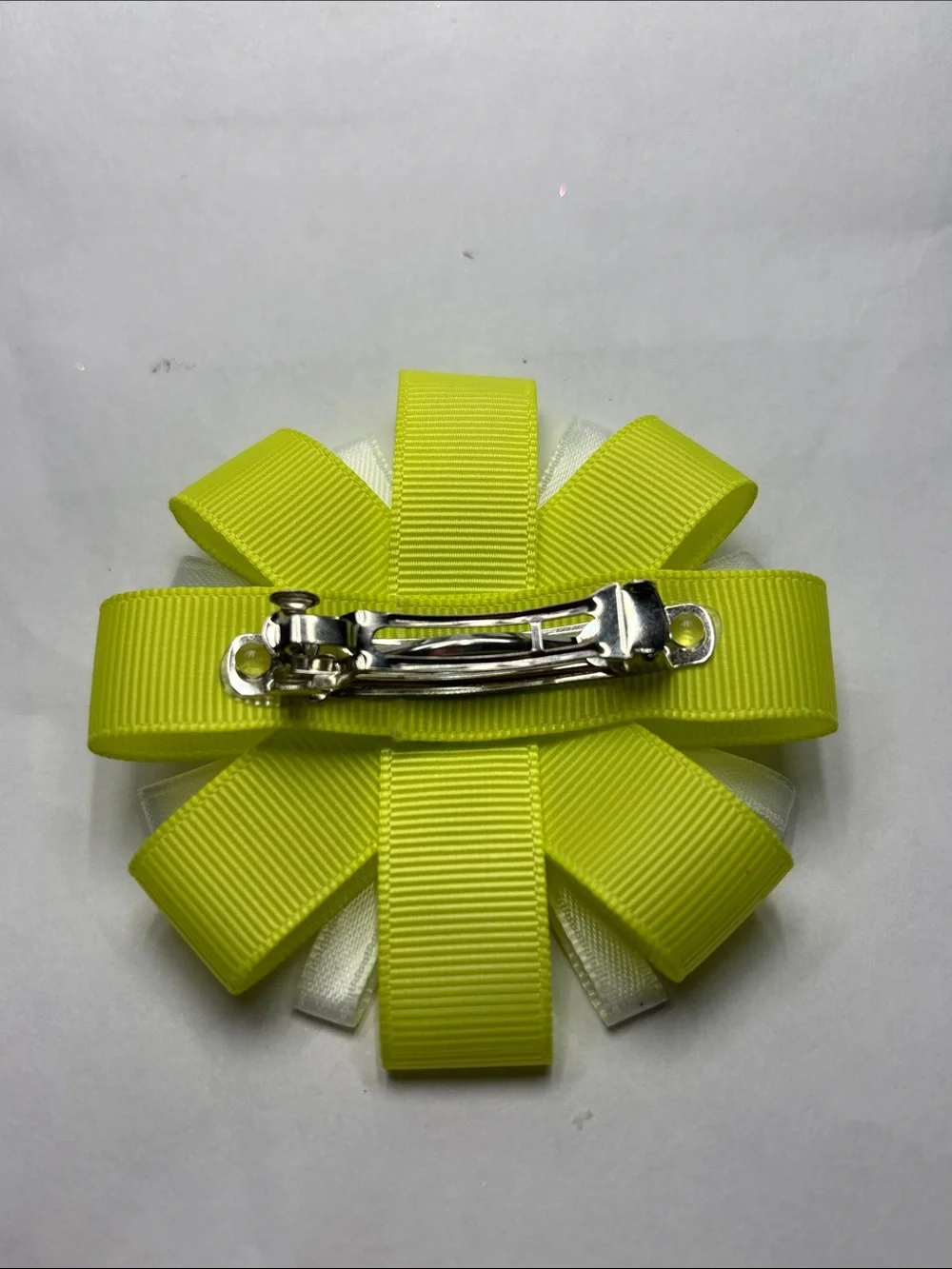 Kids Ribbon Hair Bow with Orange Butterfly - Yellow & White